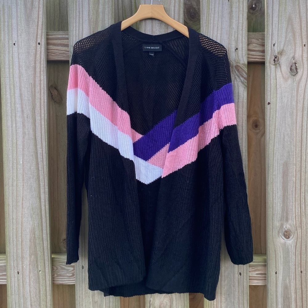 Lane Bryant open front chevron boyfriend cardigan